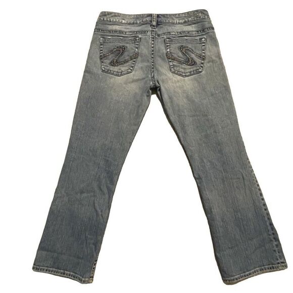 Silver Jeans Santorini Capris Low Rise Straight Leg Blue Denim Women’s Size 28 - Picture 2 of 14